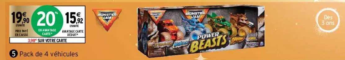 pack de 4 véhicules monster jam