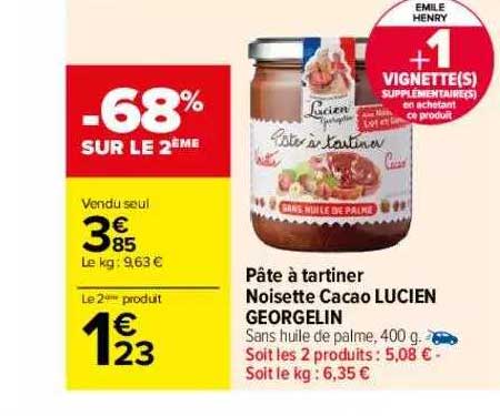 pâte à tartiner noisette cacao lucien georgelin