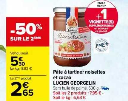 pâte à tartiner noisettes et cacao lucien georgelin