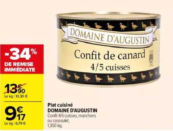 plat cuisiné domaine d'augustin