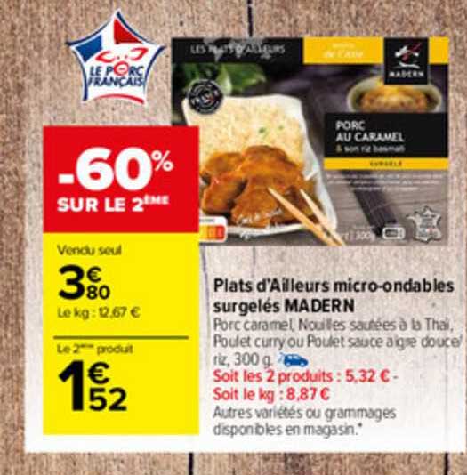 plats d'ailleurs micro-ondables surgelés madern