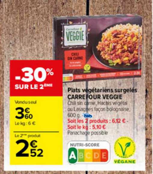 plats végétariens surgelés carrefour veggie