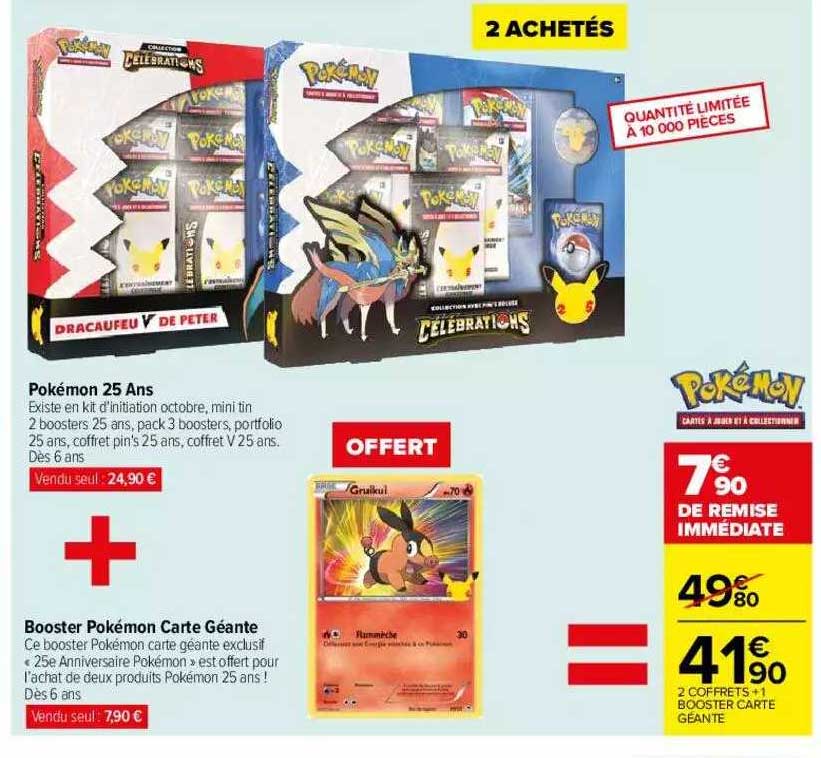Pokémon 25 Ans + Booster Pokémon Carte Géante