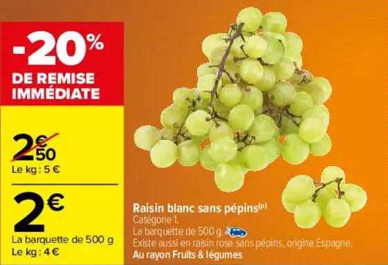 Raisin Blanc Sans Pépins
