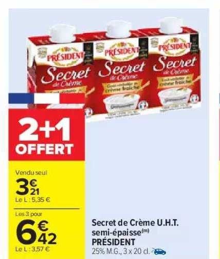 secret de crème u.h.t. semi-épaisse président