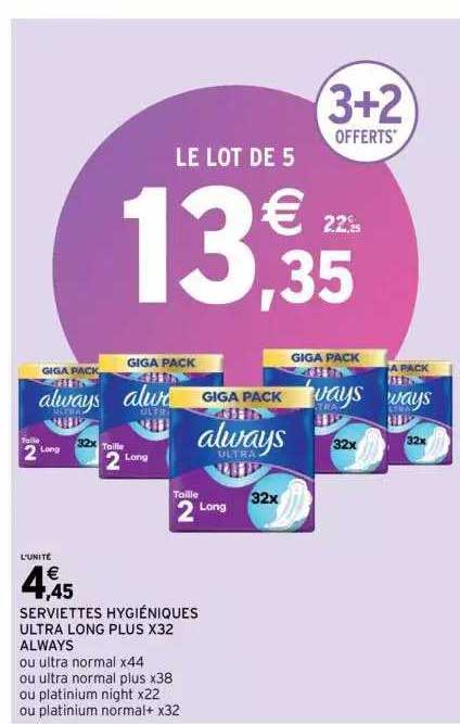 serviettes hygiéniques ultra long plus x32 always