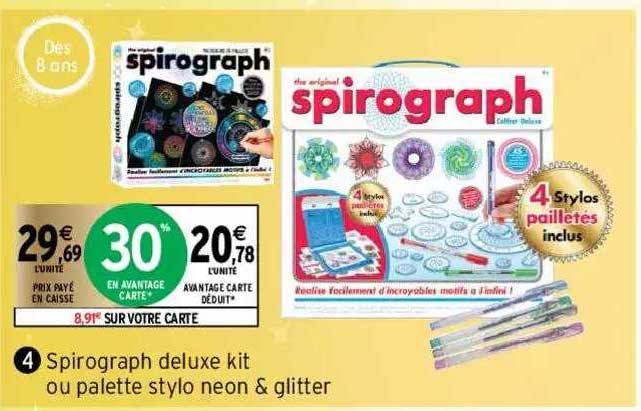 spirograph deluxe kit ou palette stylo neon & glitter