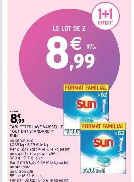 tablettes lave-vaisselle tout en 1 standard sun