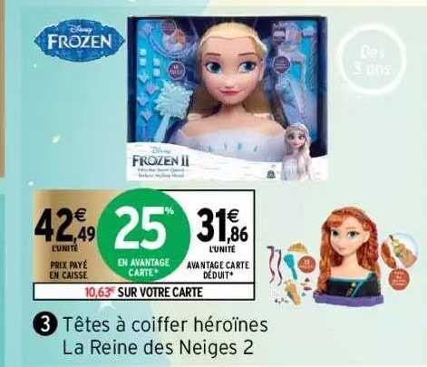 têtes à coiffer héroïnes la reine des neiges 2 disney frozen