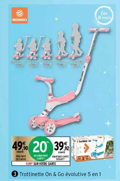trottinette on & go évolutive 5 en 1