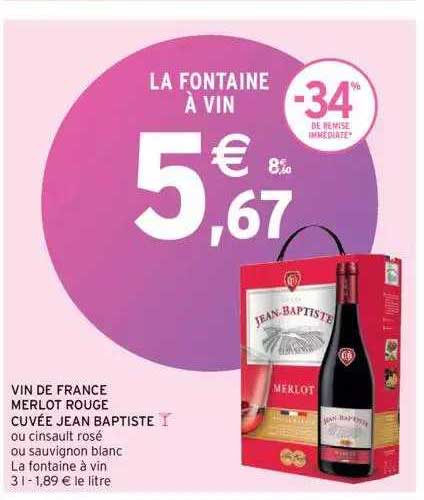 vin de france merlot rouge cuvée jean baptiste
