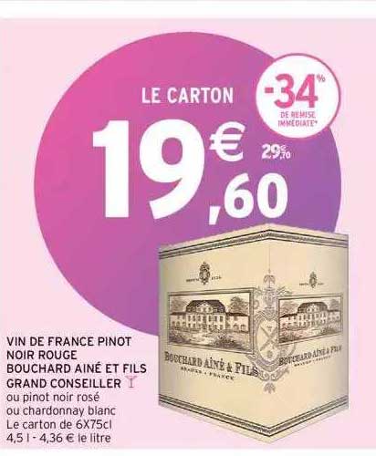 vin de france pinot noir rouge bouchard ainé et fils grand conseiller