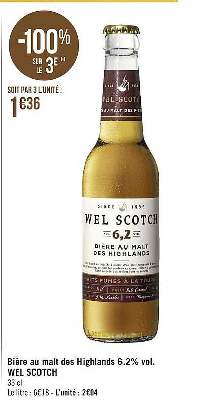 bière au malt des highlands 6.2% vol. wel scotch