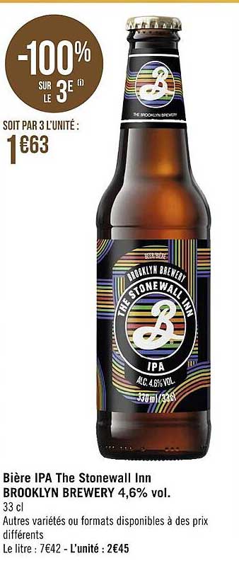 bière ipa the stonewall inn brooklyn brewery 4,6% vol.