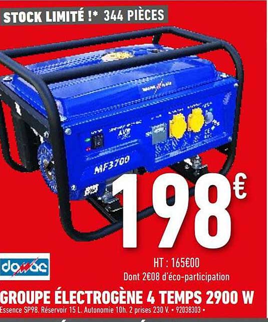 groupe électrogène 4 temps 2900 w dawac
