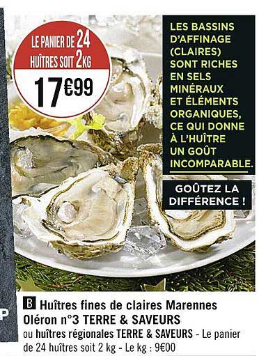 huîtres fines de claires marennes oléron n°3 terre & saveurs