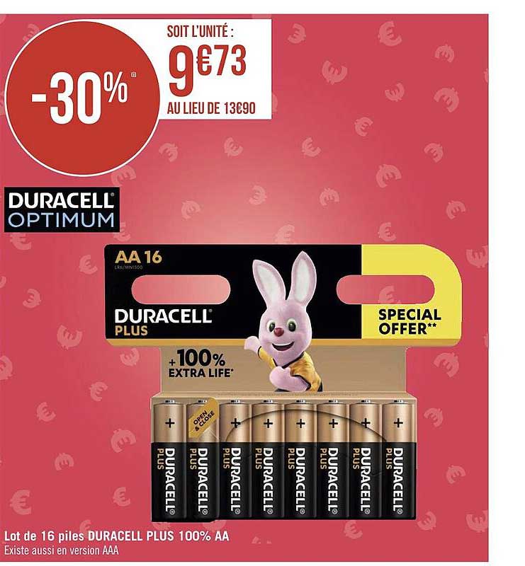 Lot De 16 Piles Duracell Plus 100% Aa