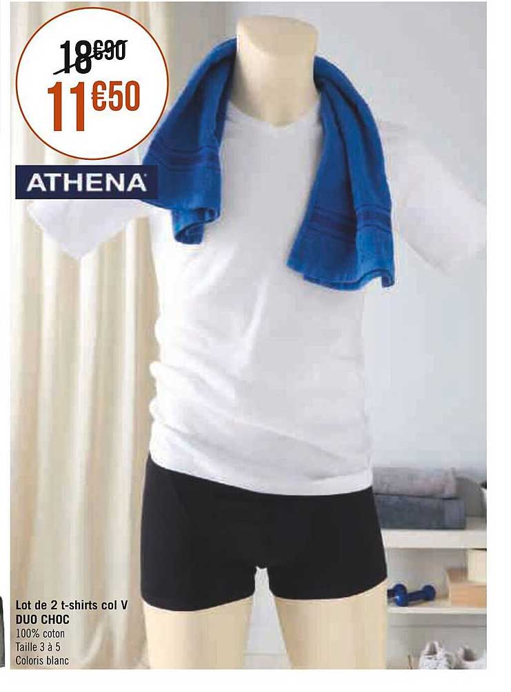 lot de 2 t-shirts col v duo choc athena