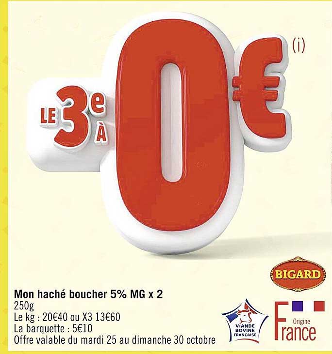 mon haché boucher 5% mg x2 bigard