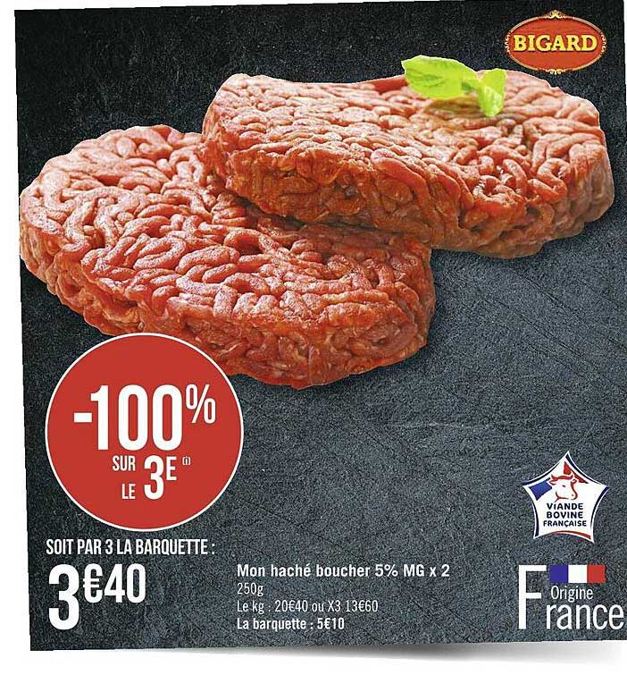 mon haché boucher 5% mg x2