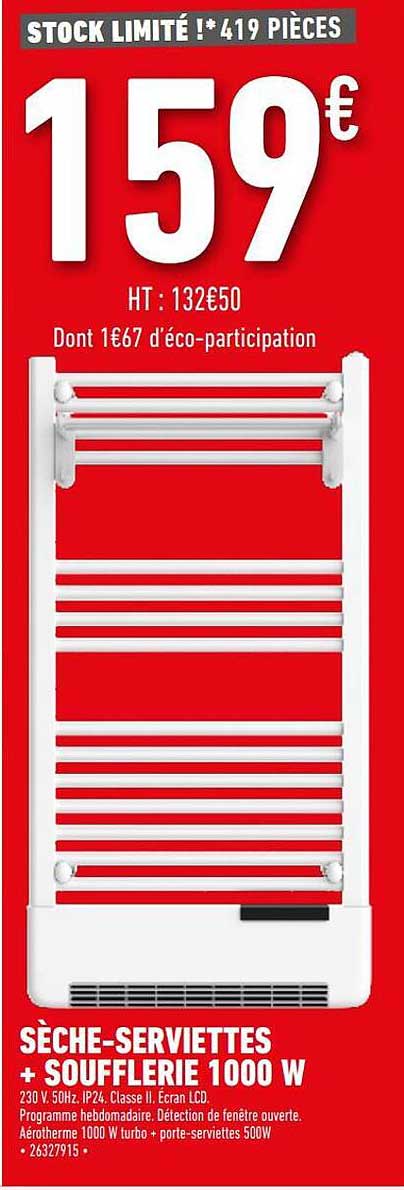 sèche-serviettes + soufflerie 1000 w