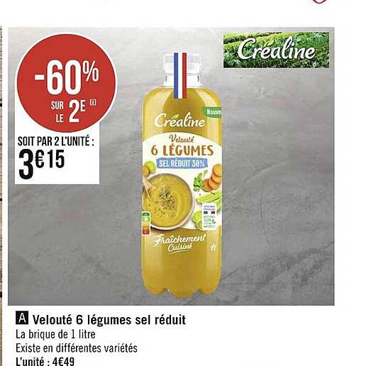 velouté 6 légumes sel réduit créaline
