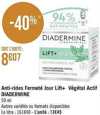 Anti-rides Fermeté Jour Lift+ Végétal Activ Diadermine