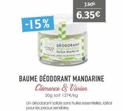 baume déodorant mandarine clémence & vivien