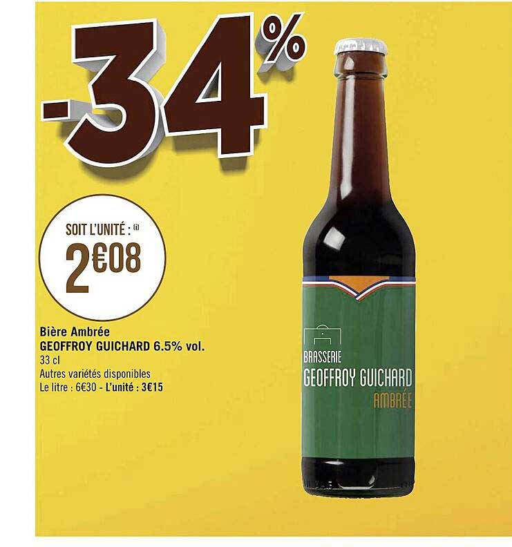 bière ambrée geoffroy guichard 6.5% vol.