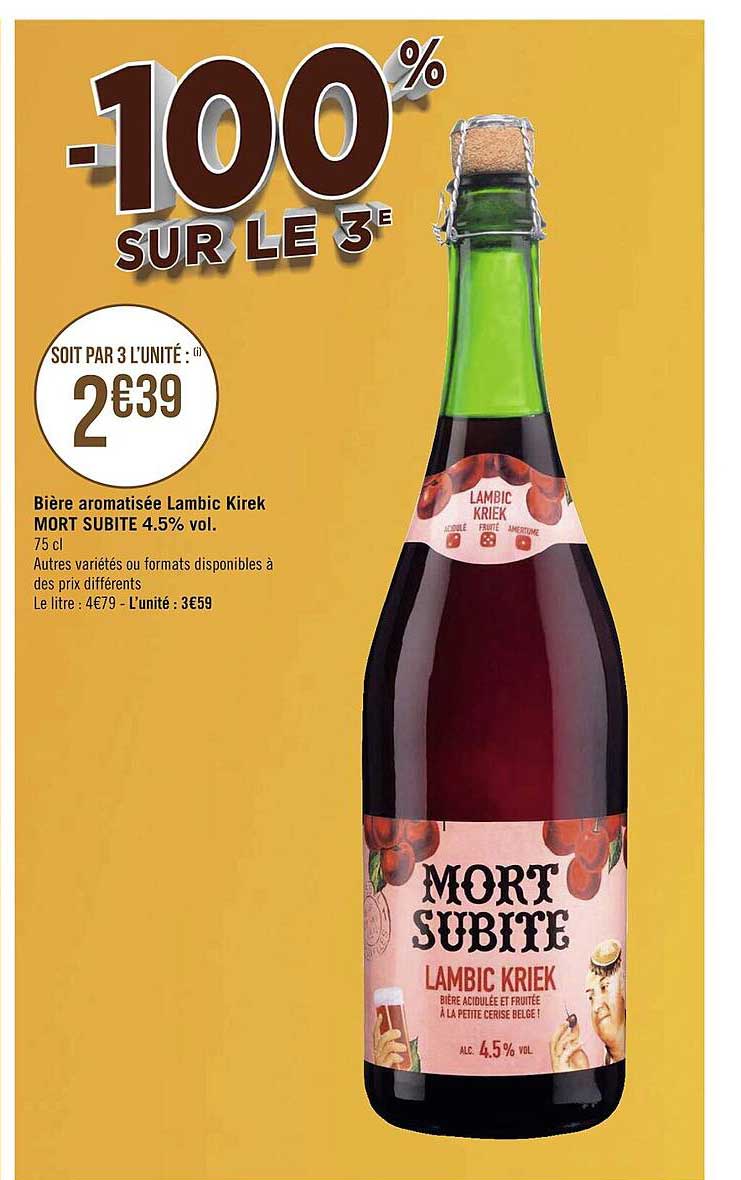 bière aromatisée lambic kirek mort subite 4.5% vol.