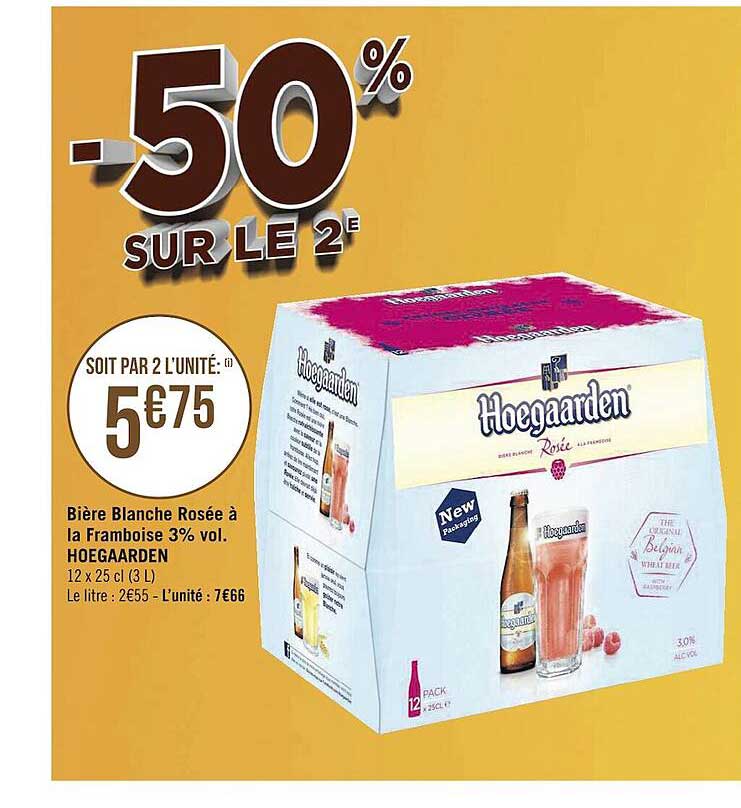 bière blanche rosée à la framboise 3% vol. hoegaarden