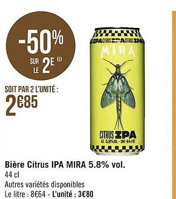 bière citrus ipa mira 5.8% vol.