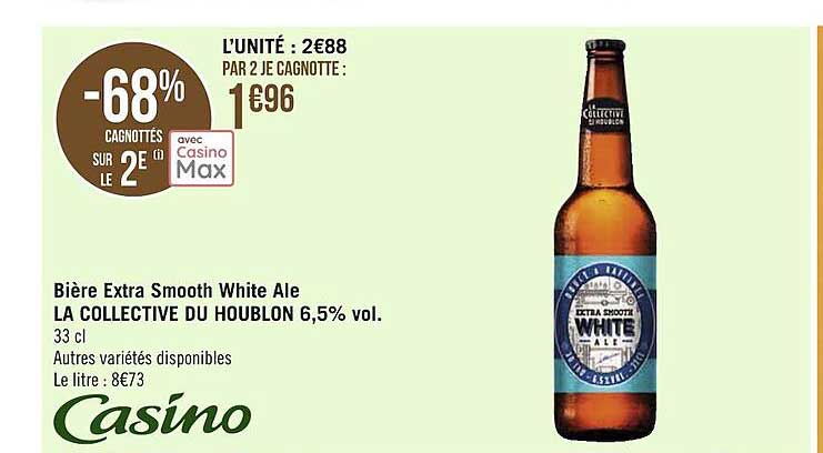 bière extra smooth white ale la collective du houblon 6,5%% vol.