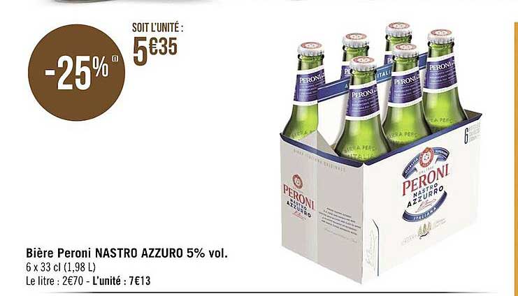 bière peroni nastro azzuro 5% vol.