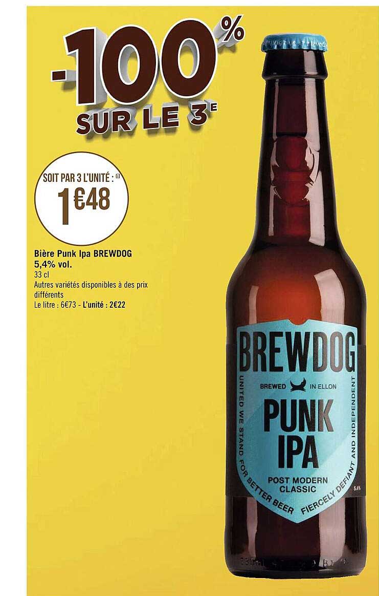bière punk ipa brewdog 5,4% vol.