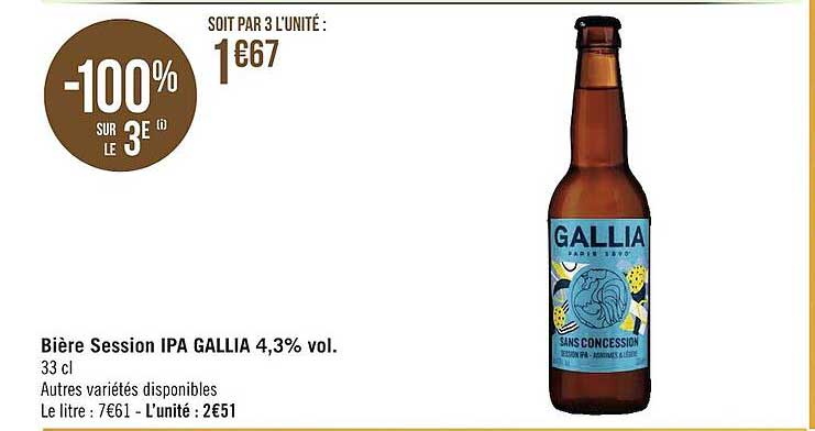 bière session ipa gallia 4,3% vol.