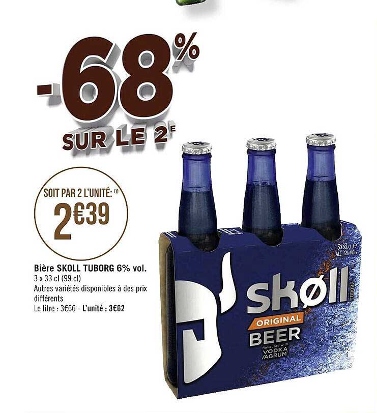 bière skoll tuborg 6% vol.