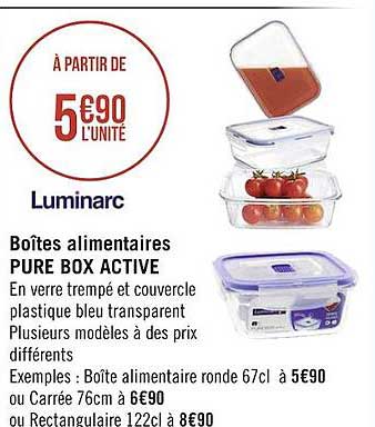 boîtes alimentaires pure box active luminarc