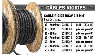 câbles rigide r02v 1,5 mm²