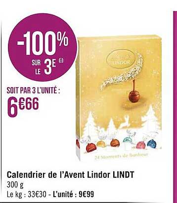 calendrier de l'avent lindor lindt