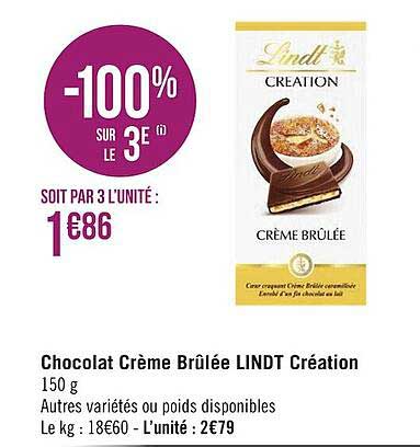 chocolat crème brûlée lindt création