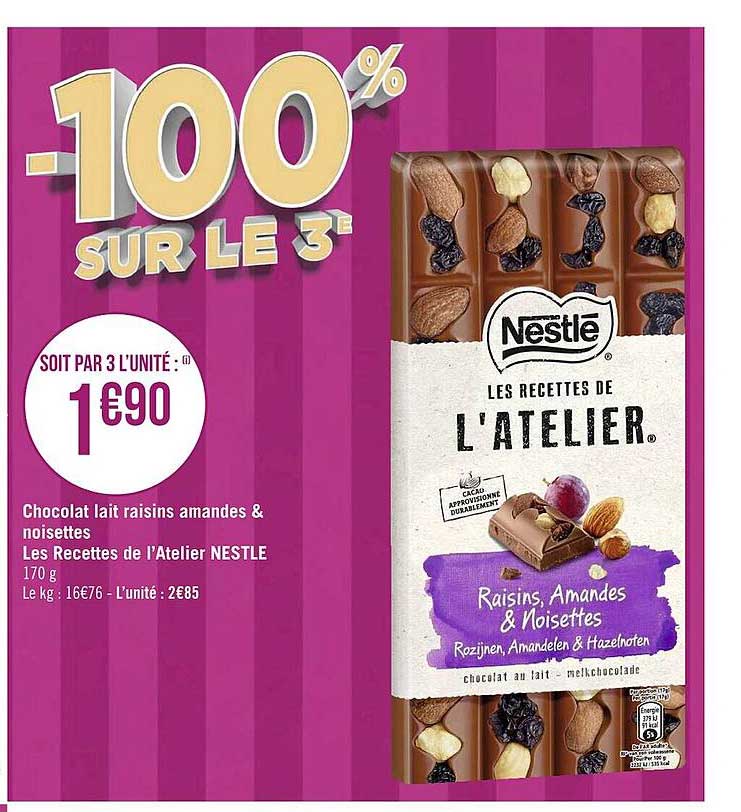 chocolat lait raisins amandes & noisettes les recettes de l'atelier nestlé