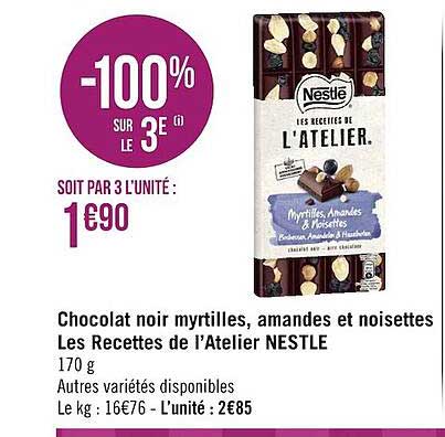 chocolat noir myrtilles, amandes et noisettes les recettes de l'atelier nestlé