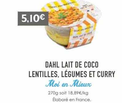 dahl lait de coco lentilles, légumes et curry moi en mieux