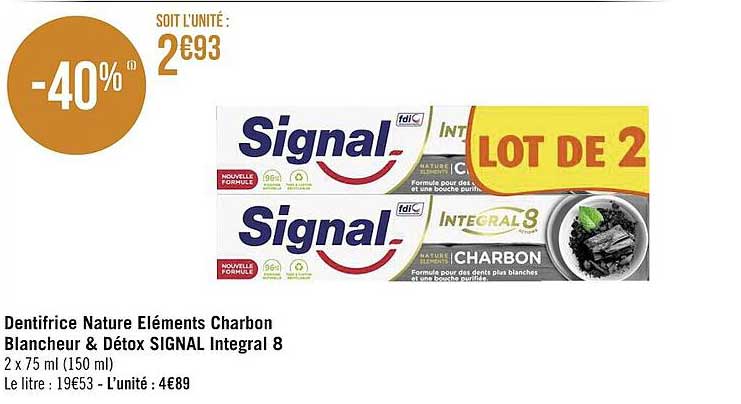 Dentifrice Nature éléments Charbon Blancheur & Détox Signal Intégral 8