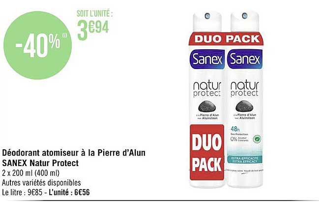 déodorant atomiseur à la pierre d'alun sanex natur protect