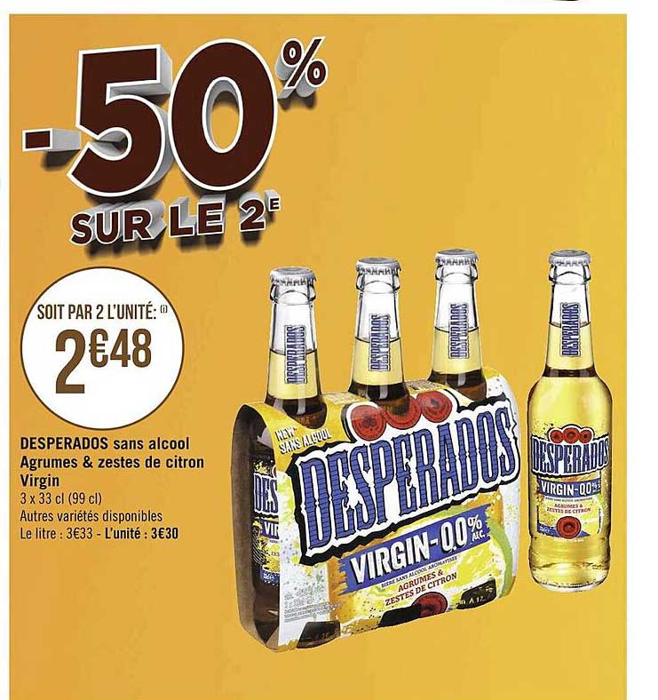 desperados sans alcool agrumes & zestes de citron virgin