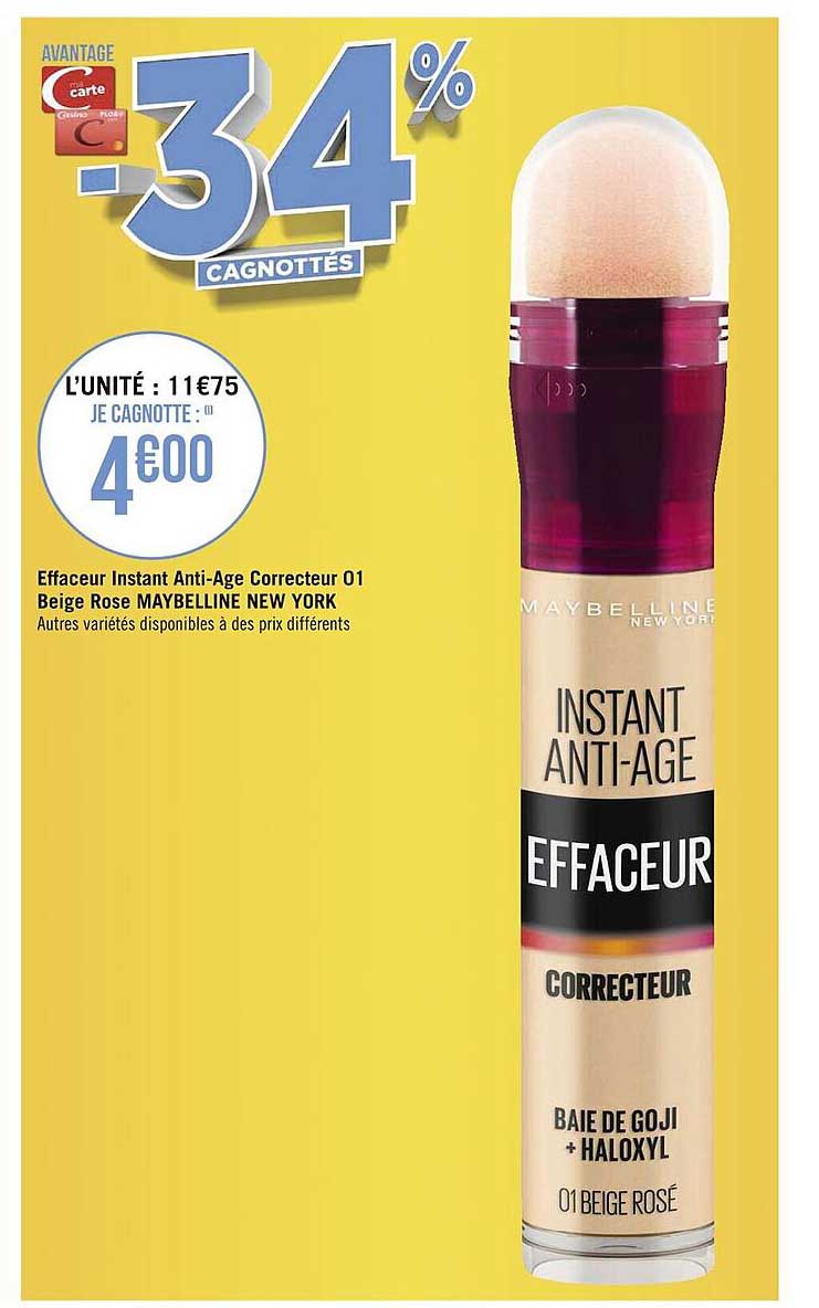 effaceur instant anti-âge correcteur 01 beige rose maybelline new york