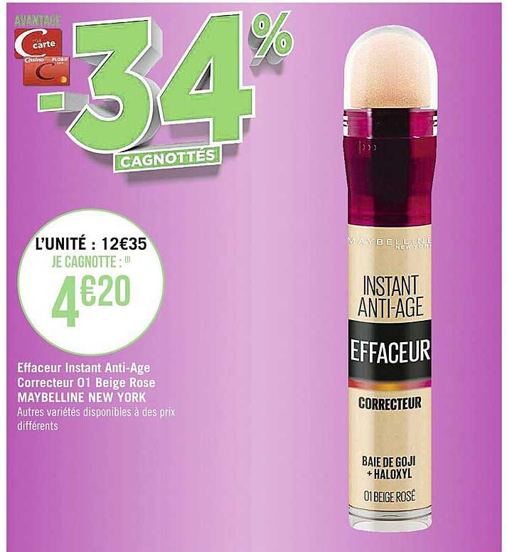 effaceur instant anti-âge correcteur 01 beige rose maybelline new york