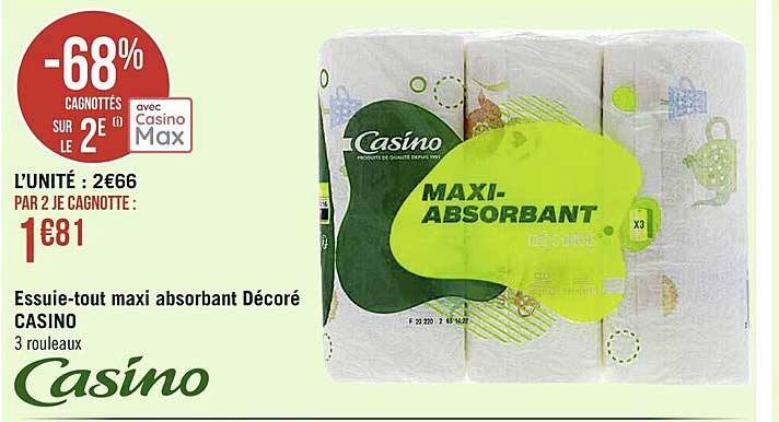 Essuie-tout Maxi Absorbant Décoré Casino